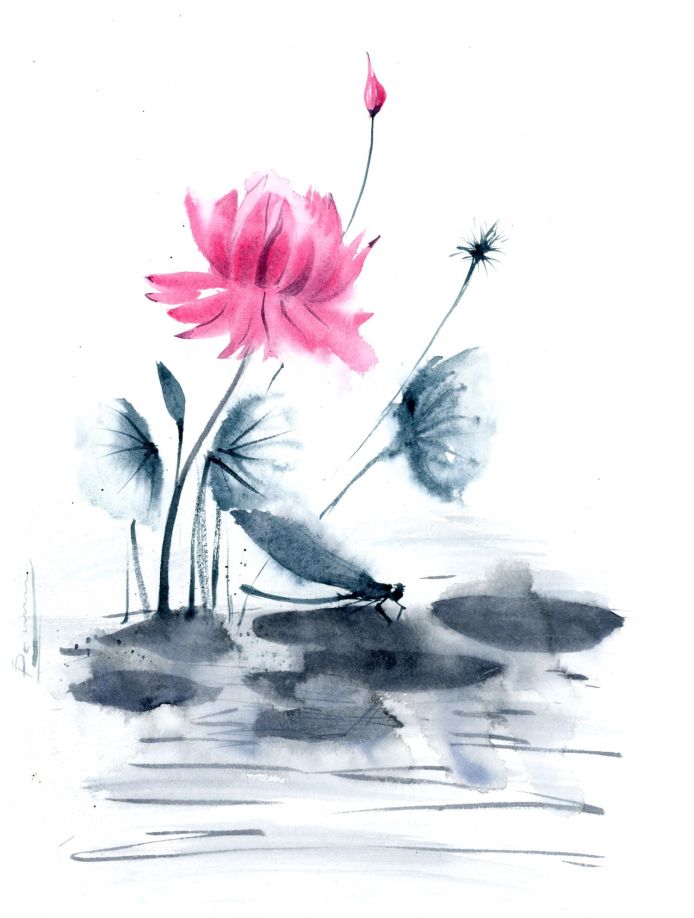 Dragonfly and Lotus