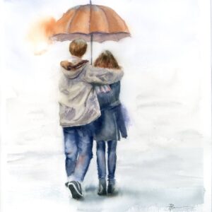 Couple under umbrella