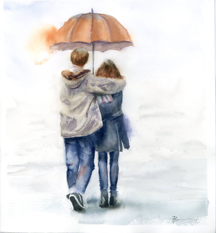 Couple under umbrella