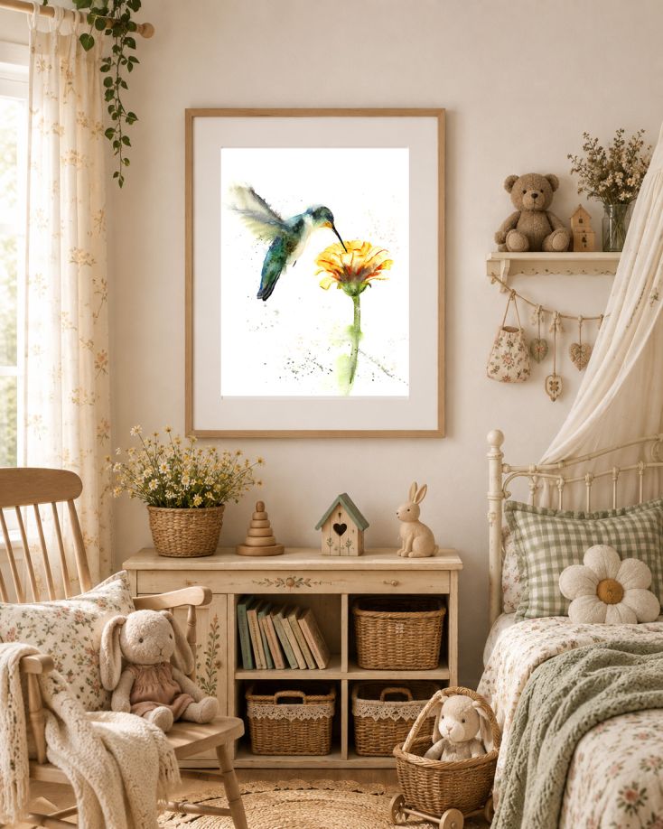Hummingbird and Yellow Flower Print - Image 5