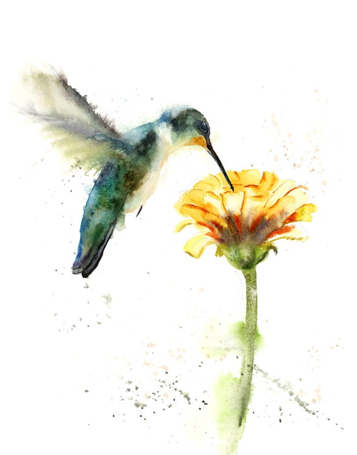 Hummingbird and Yellow Flower Print - Image 2