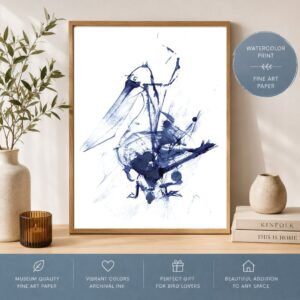 Whimsical Blue Pelican Print